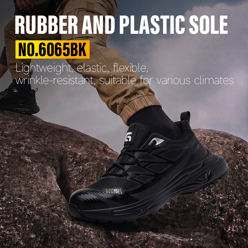 GUYISA 6065BK Sport Safety Shoes, Steel Toe Cap Anti-Smash & Anti-Puncture Work Shoes with Grid Mesh Upper & Rubber-Plastic Sole (EU Standard)