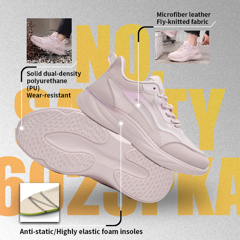 GUYISA 6023PKA Sports Safety Shoes, ESD Anti-Static Footwear with Microfiber & Fly Knit Upper, Solid Dual-Density PU Outsole