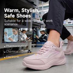 GUYISA 6023PKA Sports Safety Shoes, ESD Anti-Static Footwear with Microfiber & Fly Knit Upper, Solid Dual-Density PU Outsole
