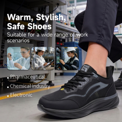 GUYISA 6023BKA Sports Safety Shoes, ESD Anti-Static Footwear, Microfiber & Fly Knit Upper, Solid Dual-Density PU Outsole