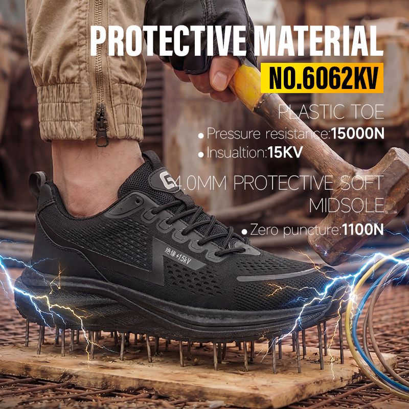 GUYISA 6062KV Sport Safety Shoes | 15KV Insulation, Anti-smash & Anti-puncture, Fly Woven & Microfiber Upper, MD Outsole