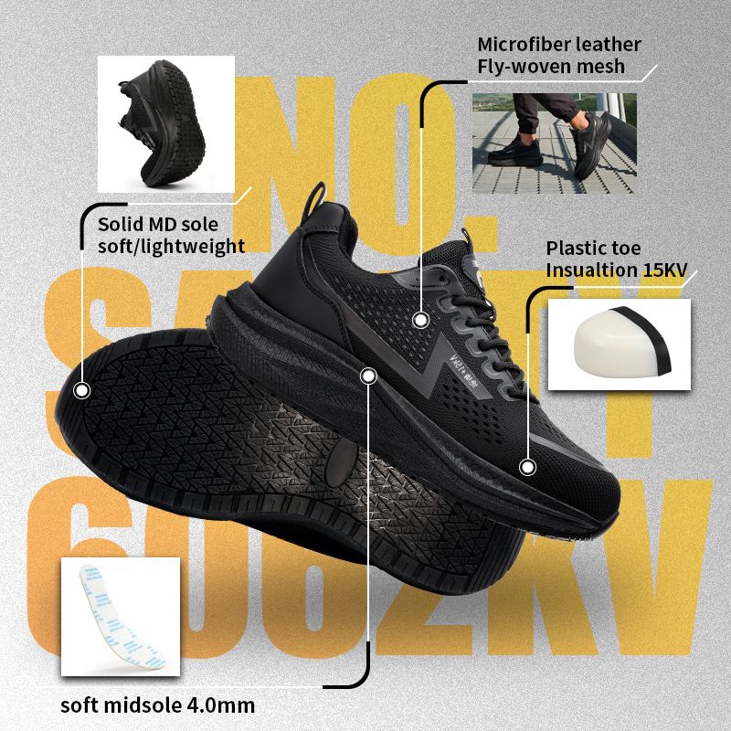 GUYISA 6062KV Sport Safety Shoes | 15KV Insulation, Anti-smash & Anti-puncture, Fly Woven & Microfiber Upper, MD Outsole