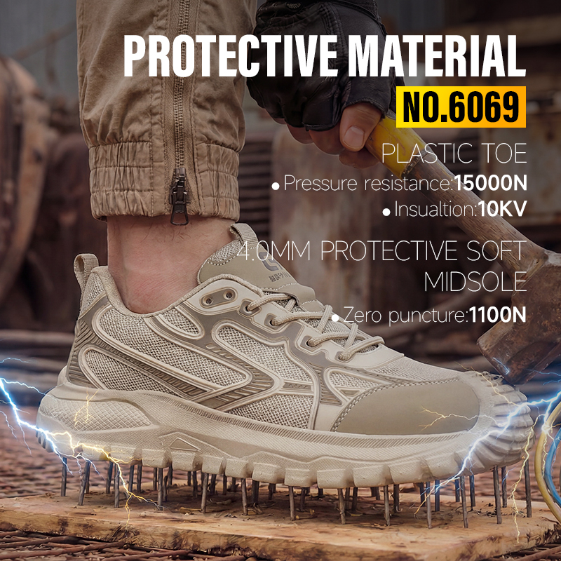 GUYISA 6069 Dad Series Safety Shoes, 10KV Insulated, Anti-Smash Anti-Puncture, EU Standard Plastic Toe Cap