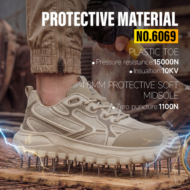 GUYISA 6069 Dad Series Safety Shoes, 10KV Insulated, Anti-Smash Anti-Puncture, EU Standard Plastic Toe Cap