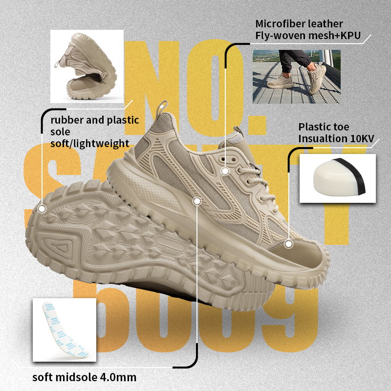 GUYISA 6069 Dad Series Safety Shoes, 10KV Insulated, Anti-Smash Anti-Puncture, EU Standard Plastic Toe Cap