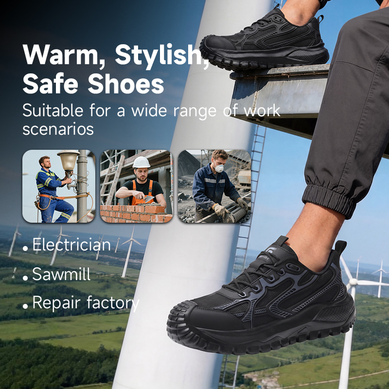 GUYISA 6069BK Dad Style Safety Shoes, 10KV Insulated, Anti-smash & Anti-puncture, EU Standard Plastic Toe Cap