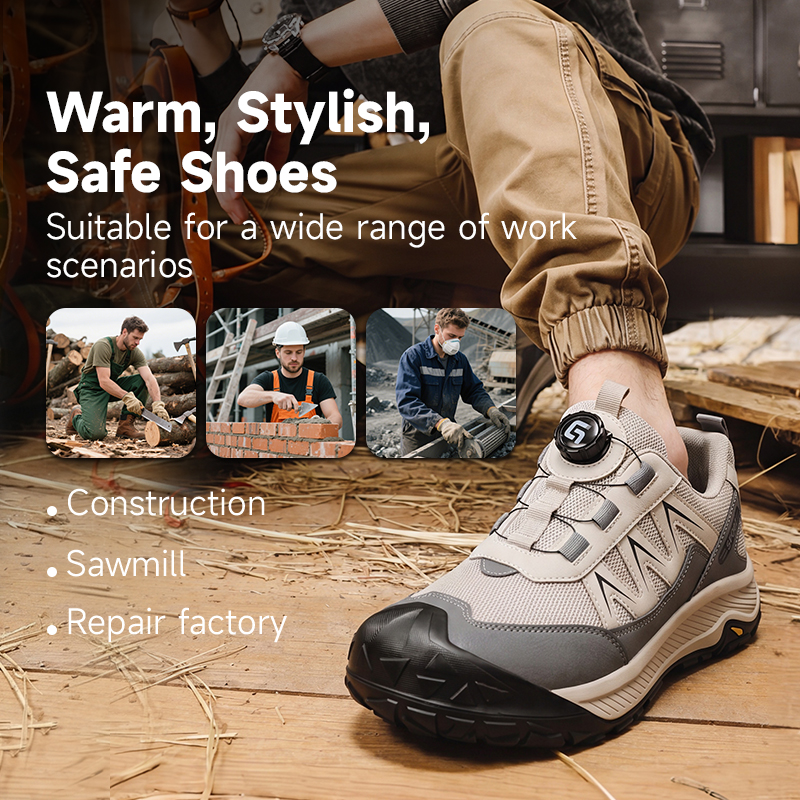 GUYISA 6070 Hiking Safety Shoes, Anti-Smash & Anti-Puncture, EU Standard Steel Toe Cap, Rubber Outsole