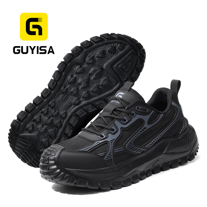 GUYISA 6069BK Dad Style Safety Shoes, 10KV Insulated, Anti-smash & Anti-puncture, EU Standard Plastic Toe Cap