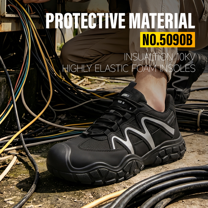 GUYISA 5090B Leisure Series 10KV Insulated Safety Shoes, Toe-cap Free & Midsole Free Work Shoes with Microfiber Upper and Steel Wire Cloth, Rubber Outsole
