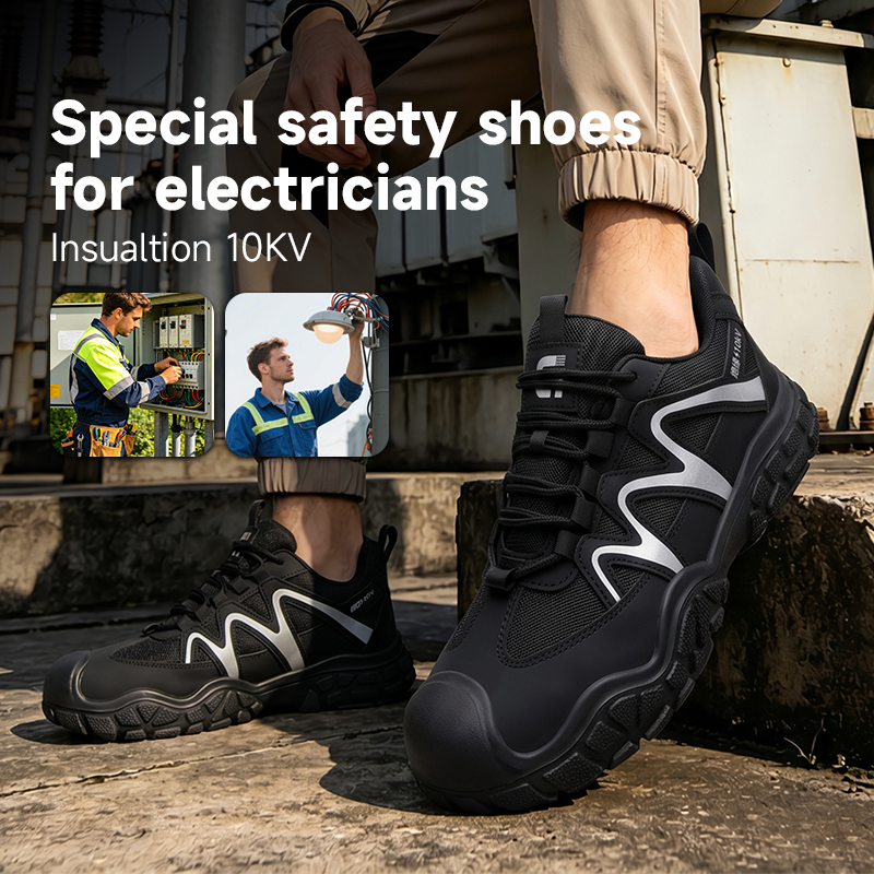 GUYISA 5090B Leisure Series 10KV Insulated Safety Shoes, Toe-cap Free & Midsole Free Work Shoes with Microfiber Upper and Steel Wire Cloth, Rubber Outsole