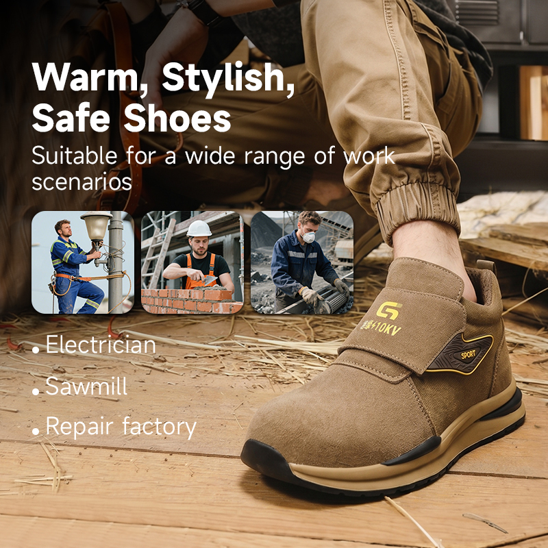 GUYISA F015KV Welding Series 10KV Insulated Anti-smash Anti-puncture Safety Shoes, European Standard Plastic Toe Cap Shoes with Suede Leather Upper and Rubber Outsole