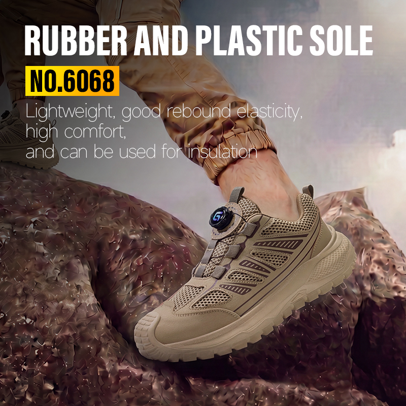GUYISA 6068 Summer Casual Safety Shoes with Steel Toe, Anti-Smash & Anti-Puncture, Microfiber & Fly Mesh Upper, Rubber-Plastic Sole