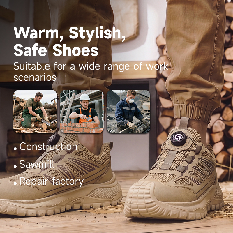GUYISA 6068 Summer Casual Safety Shoes with Steel Toe, Anti-Smash & Anti-Puncture, Microfiber & Fly Mesh Upper, Rubber-Plastic Sole