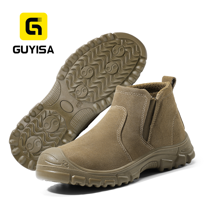 GUYISA 6060 Welding Safety Shoes, EU Steel Toe, Puncture-Proof, Solid Dual-Density PU Sole, Suede Leather Upper