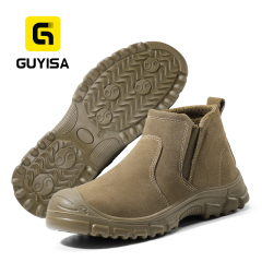 GUYISA 6060 Welding Safety Shoes, EU Steel Toe, Puncture-Proof, Solid Dual-Density PU Sole, Suede Leather Upper