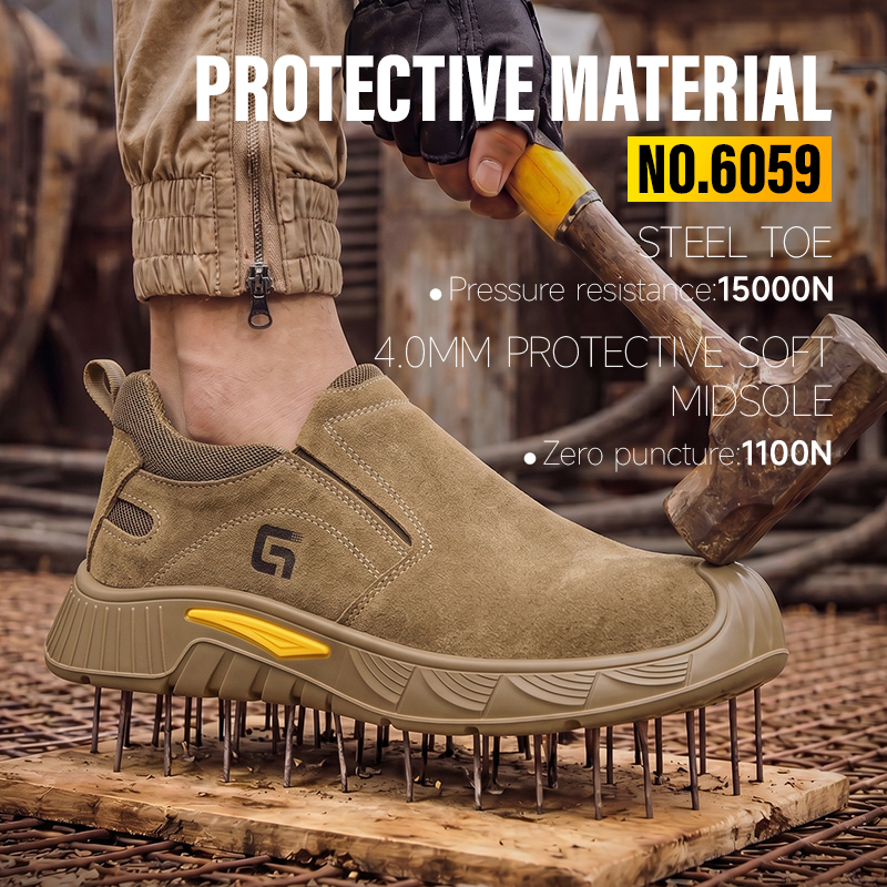GUYISA 5059 Hiking Safety Shoes, Steel Toe Puncture-Proof Midsole, Rubber Outsole, Microfiber & Steel Wire Mesh Upper