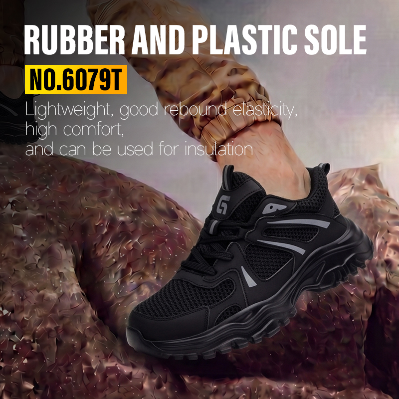 GUYISA 6079T Dad Style Safety Shoes, EU Steel Toe, Puncture-Proof, Rubber-Plastic Outsole, Microfiber & Fly Woven Upper