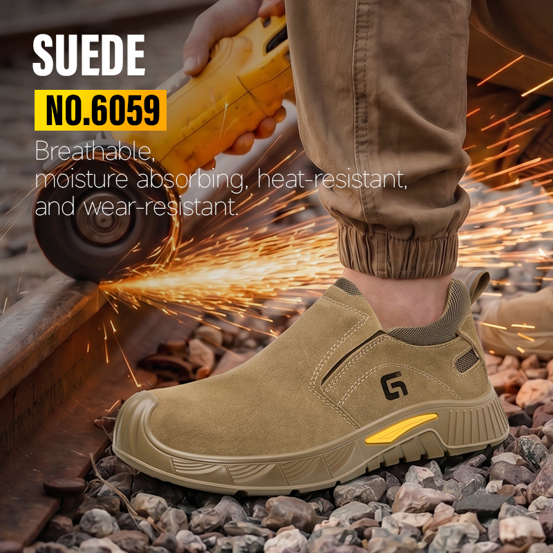 GUYISA 5059 Hiking Safety Shoes, Steel Toe Puncture-Proof Midsole, Rubber Outsole, Microfiber & Steel Wire Mesh Upper