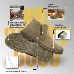 GUYISA 6060 Welding Safety Shoes, EU Steel Toe, Puncture-Proof, Solid Dual-Density PU Sole, Suede Leather Upper