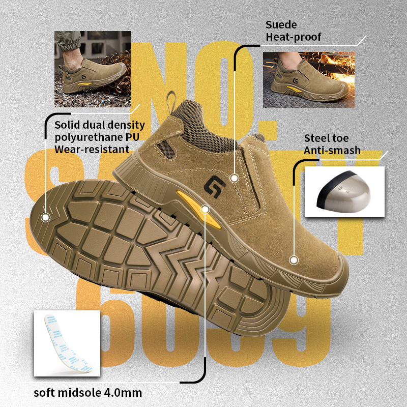GUYISA 5059 Hiking Safety Shoes, Steel Toe Puncture-Proof Midsole, Rubber Outsole, Microfiber & Steel Wire Mesh Upper