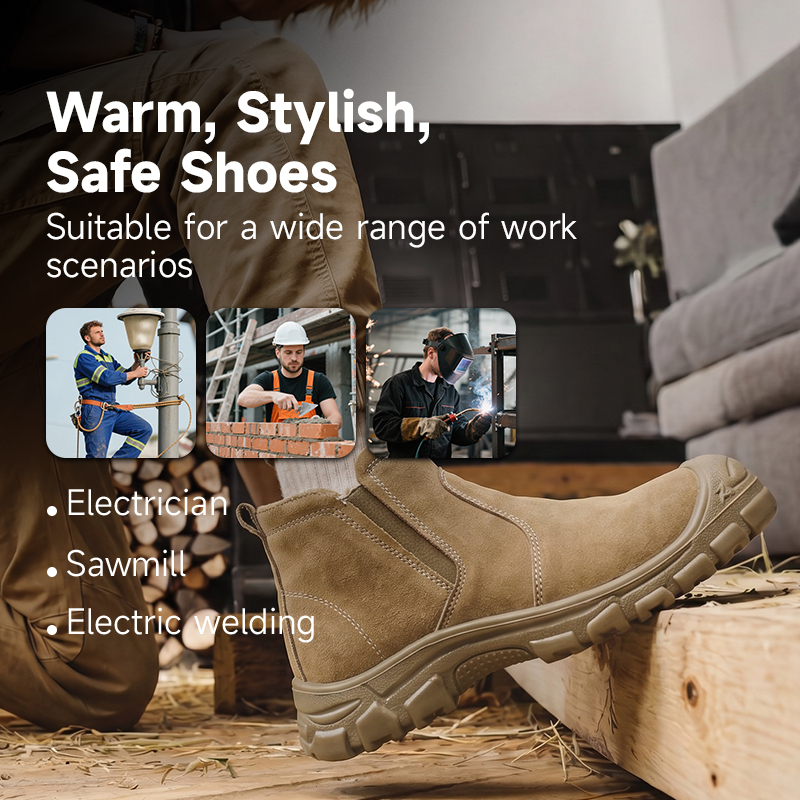 GUYISA 6060 Welding Safety Shoes, EU Steel Toe, Puncture-Proof, Solid Dual-Density PU Sole, Suede Leather Upper