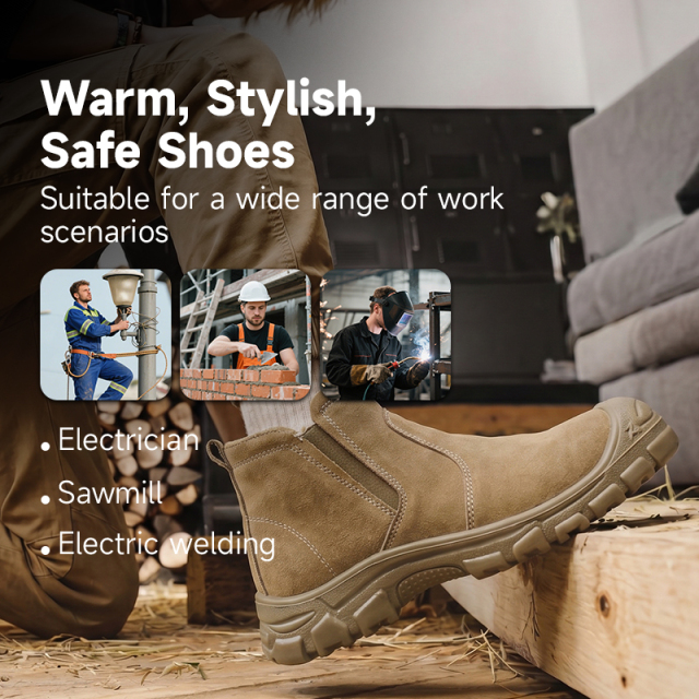 GUYISA 6060 Welding Safety Shoes, EU Steel Toe, Puncture-Proof, Solid Dual-Density PU Sole, Suede Leather Upper