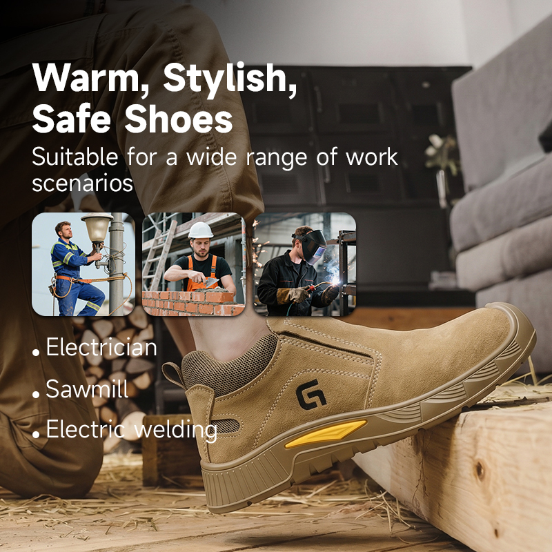 GUYISA 5059 Hiking Safety Shoes, Steel Toe Puncture-Proof Midsole, Rubber Outsole, Microfiber & Steel Wire Mesh Upper