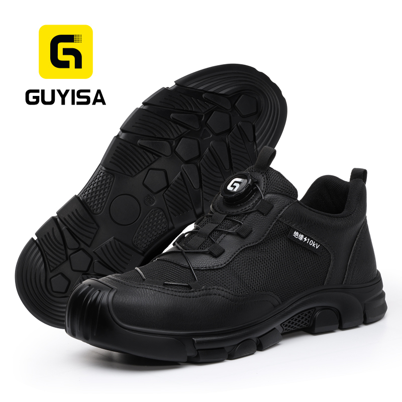 GUYISA 0216KV-2 Casual Safety Shoes, Euro Standard Plastic Toe, Anti-smash, Anti-penetration, 10KV Insulation, Rubber Outsole & Microfiber With Steel Wire Fabric