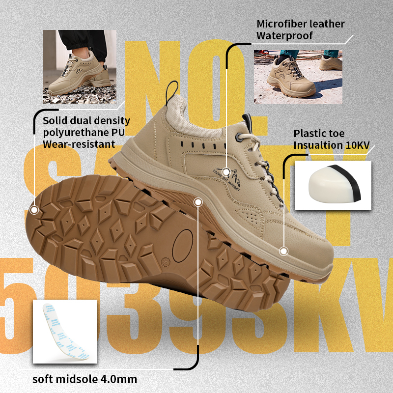 GUYISA 5039SKV Work Safety Shoes, 10KV Insulated, Anti-Smash Anti-Puncture, EU Plastic Toe Cap