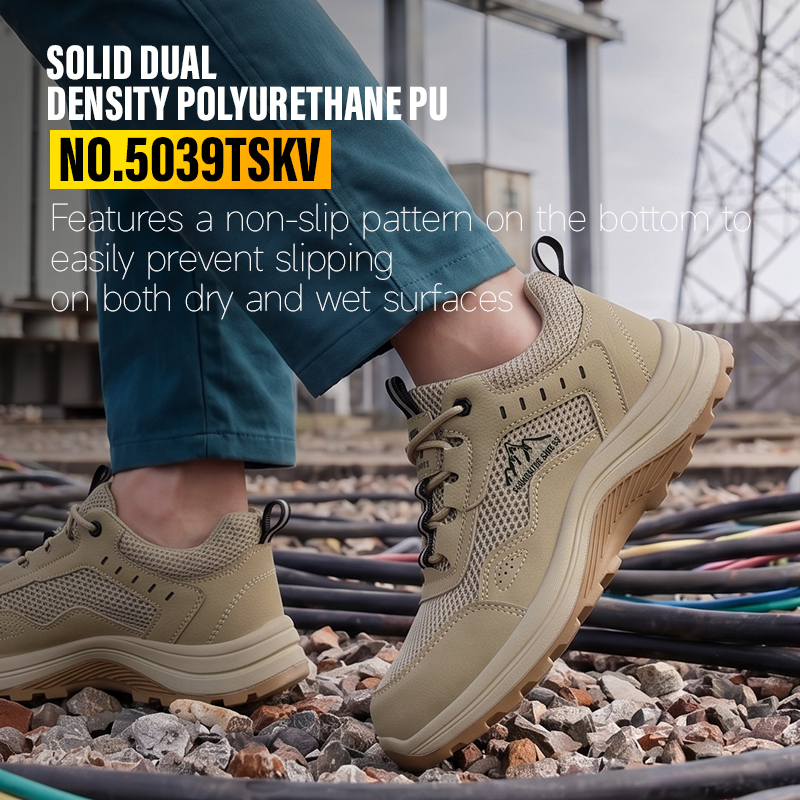 GUYISA 5039TSKV Work Series Safety Shoes, 10KV Insulated, Anti-Smash Anti-Puncture, EN Standard Plastic Toe Cap, 4.0mm Kevlar Midsole, Double Density PU Outsole, Microfiber & Flyknit Upper