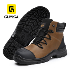 GUYISA 6071 Hiking Safety Work Shoes Steel Toe Puncture Resistant Crazy Horse Leather