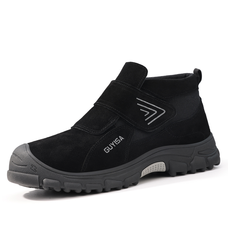 GUYISA 3027SKV Welding Series Safety Shoes, 10KV Insulated Anti-smash Anti-puncture Work Shoes with European Standard Plastic Toe Cap, Solid Dual-density PU Outsole and Suede Leather Upper