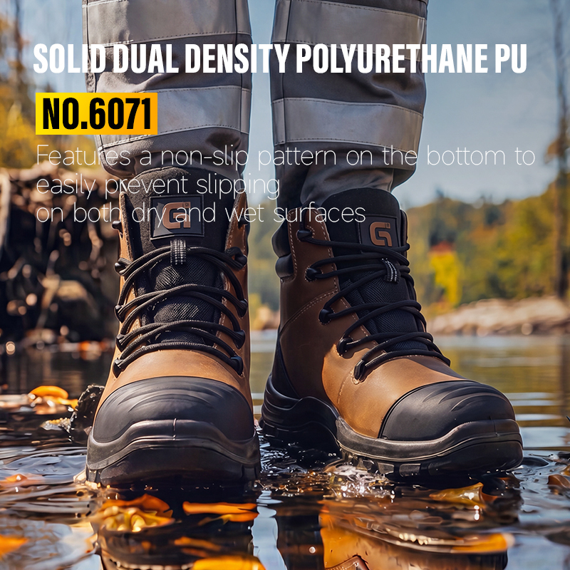 GUYISA 6071 Hiking Safety Work Shoes Steel Toe Puncture Resistant Crazy Horse Leather