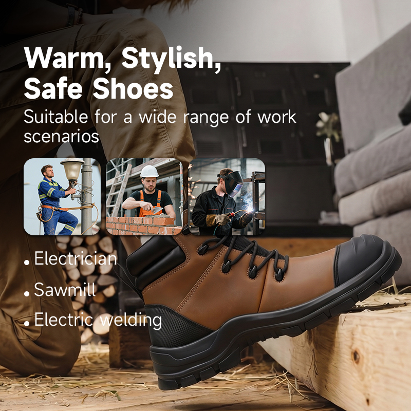 GUYISA 6071 Hiking Safety Work Shoes Steel Toe Puncture Resistant Crazy Horse Leather
