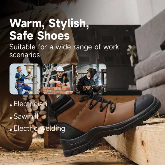 GUYISA 6071 Hiking Safety Work Shoes Steel Toe Puncture Resistant Crazy Horse Leather