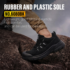 GUYISA 6080BK Outdoor Hiking Safety Shoes Steel Toe Kevlar Puncture Resistant Rubber Sole Microfiber Work Sneakers