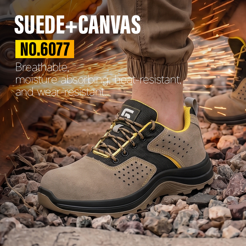 GUYISA 6077 Welding Safety Shoes, Steel Toe Anti-Smash, 4.0mm Kevlar Anti-Puncture Dual Density PU Sole