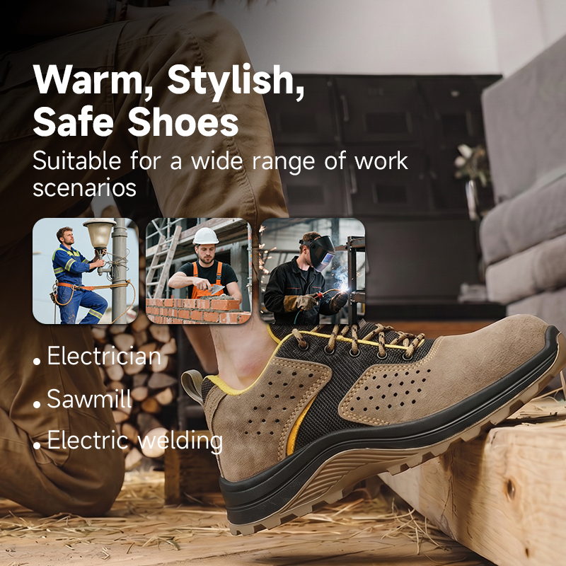 GUYISA 6077 Welding Safety Shoes, Steel Toe Anti-Smash, 4.0mm Kevlar Anti-Puncture Dual Density PU Sole