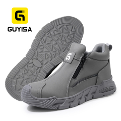 GUYISA 6078GY Grey Work Safety Shoes, EU Steel Toe Anti-Smash Anti-Puncture Rubber Sole Microfiber Upper