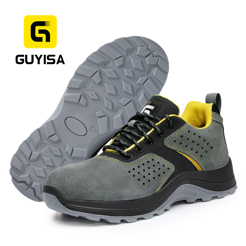 GUYISA 6077GY Welding Safety Shoes, Steel Toe Anti-Smash, 4.0mm Kevlar Anti-Puncture Dual Density PU Sole