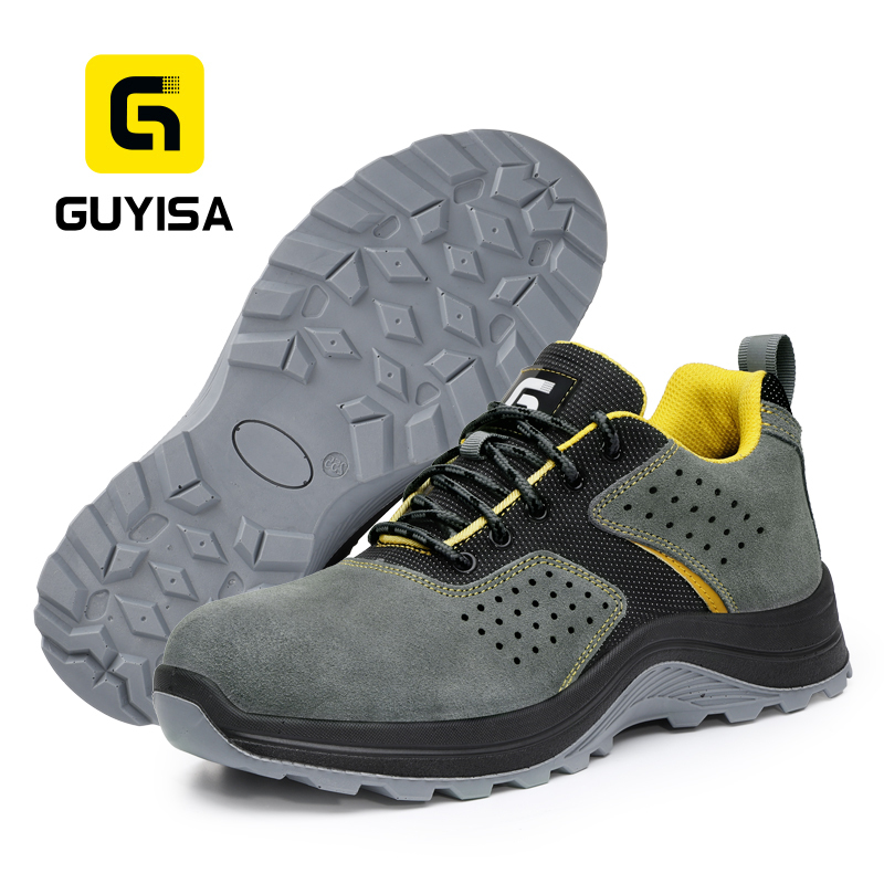 GUYISA 6077GY Welding Safety Shoes, Steel Toe Anti-Smash, 4.0mm Kevlar Anti-Puncture Dual Density PU Sole