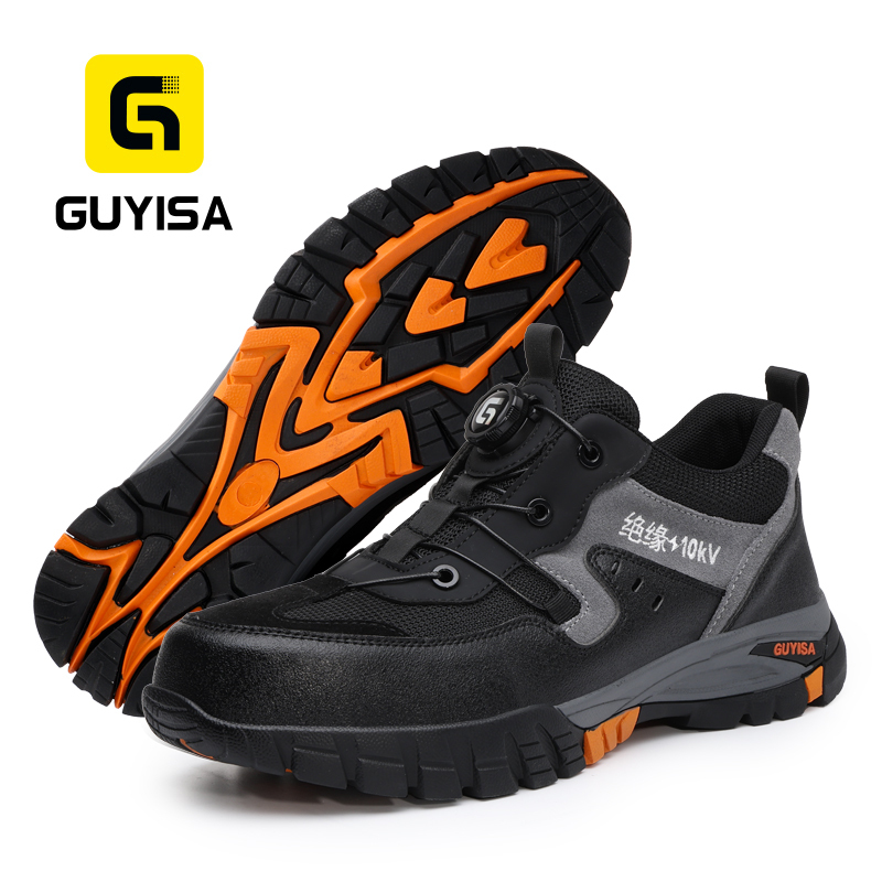 GUYISA 1109KV-2 Hiking Safety Shoes | 10KV Insulated Composite Toe Anti-Puncture Rubber Sole Black