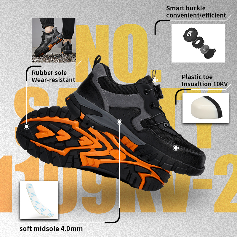 GUYISA 1109KV-2 Hiking Safety Shoes | 10KV Insulated Composite Toe Anti-Puncture Rubber Sole Black