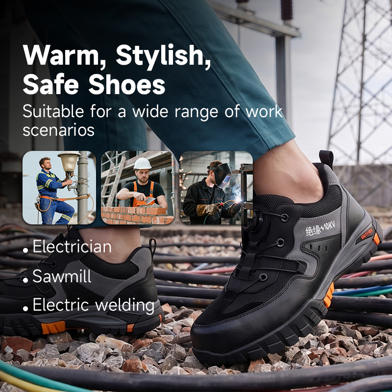 GUYISA 1109KV-2 Hiking Safety Shoes | 10KV Insulated Composite Toe Anti-Puncture Rubber Sole Black