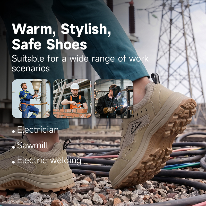 GUYISA 5039FSKV Khaki Work Safety Shoes | 10KV Insulated Composite Toe Anti-Puncture Dual Density Solid PU Sole