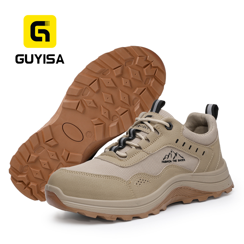 GUYISA 5039FSKV Khaki Work Safety Shoes | 10KV Insulated Composite Toe Anti-Puncture Dual Density Solid PU Sole