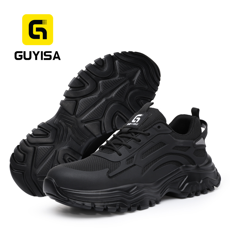 GUYISA 6085KV 10KV Insulated Composite Toe Safety Shoes, Kevlar Anti-Puncture Low Top Dad Work Sneakers Black