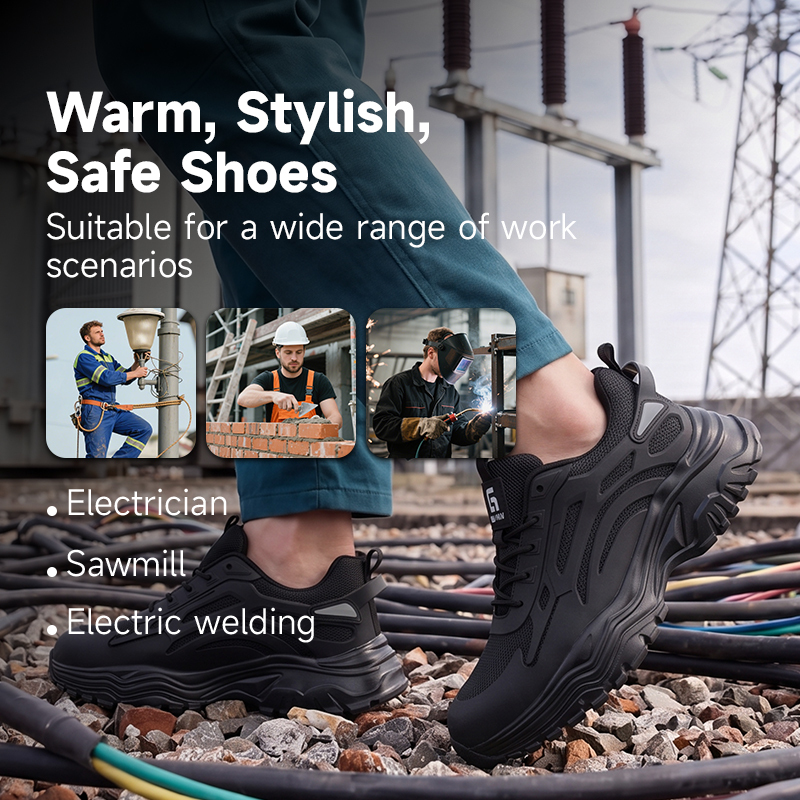 GUYISA 6085KV 10KV Insulated Composite Toe Safety Shoes, Kevlar Anti-Puncture Low Top Dad Work Sneakers Black