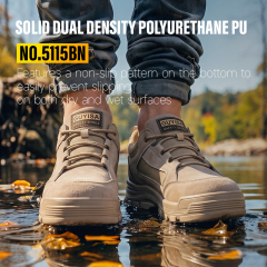 GUYISA Steel Toe Puncture Resistant Safety Shoes Suede Canvas Upper Steel Plate Dual Density PU Sole Industrial Work Khaki