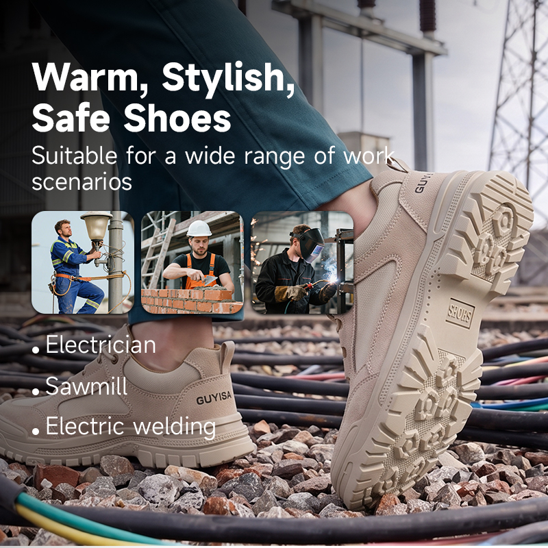 GUYISA safety shoes composite toe puncture resistant electrical insulated rubber sole suede canvas upper for industrial work